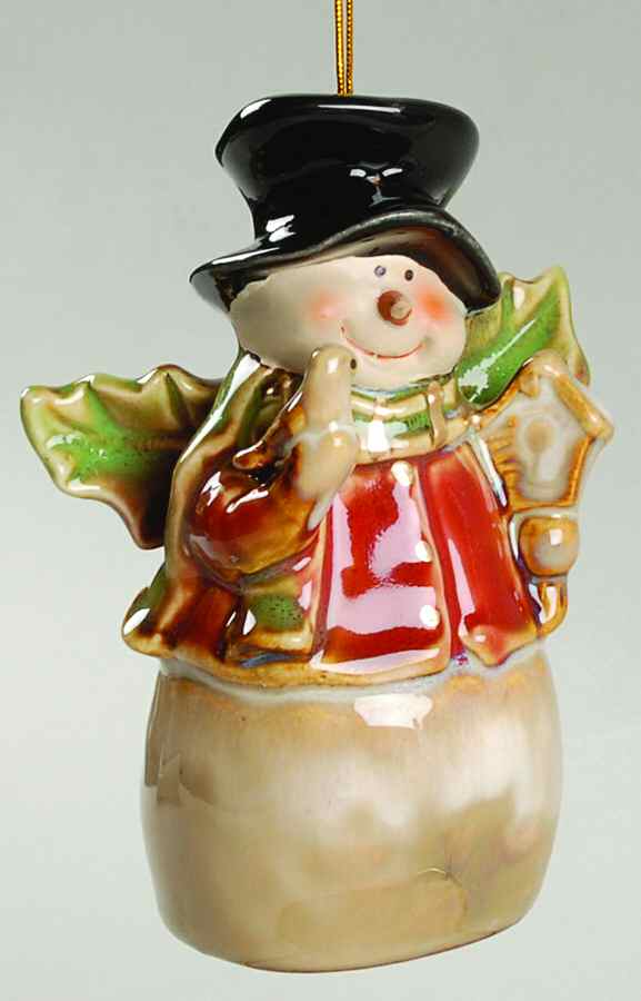 Transpac Ornaments Snowman Angel Bell W/ Top Hat - No Box by Transpac Imports Inc-1
