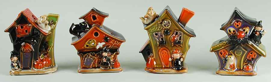 Halloween Fun Village Sm-4 Pc Set Tea Lights - Boxed by Transpac Imports Inc-1