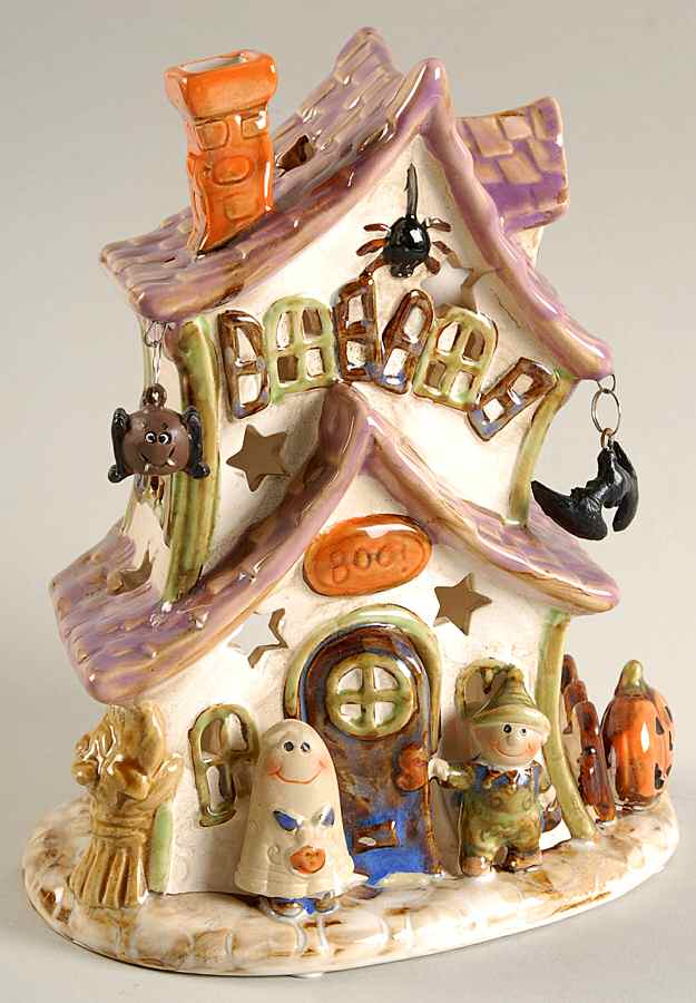 Halloween Fun Purple Roof House Tea Light - No Box by Transpac Imports Inc-1
