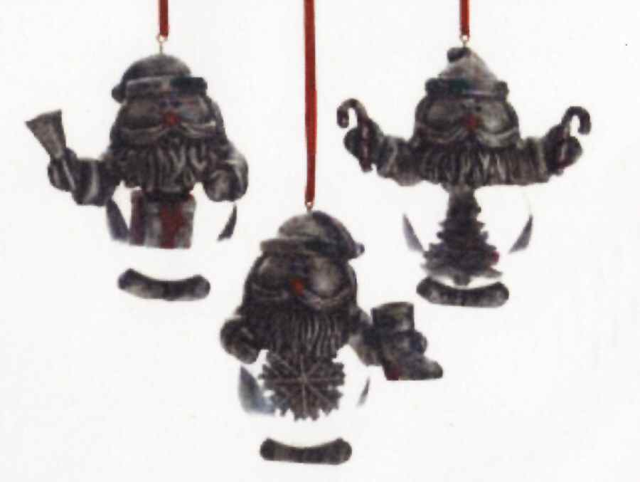 Pewter Finish Christmas Giftware Set Of Three Santa Oranaments - No Box by Towle Silver-1