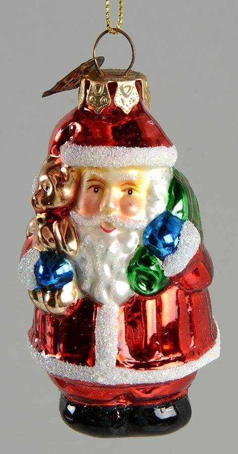 Museum Series Santa Holding Teddy Bear And Green Bag - No Box by Thomas Pacconi-1