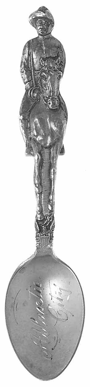 New Jersey Souvenir Spoons Man On Horse Handle-Atlantic City - No Box by Unknown Mfg Silver-1
