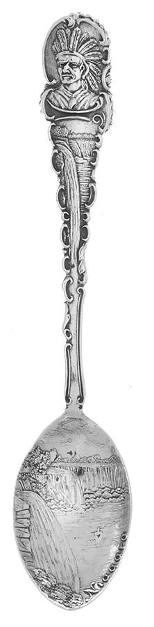 New York Souvenir Spoon Niagra Falls;Indian Head - No Box by Unknown Mfg Silver-1