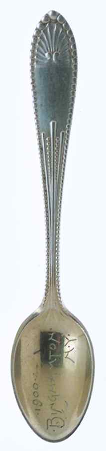 New York Souvenir Spoon Bing Hamton Ny - No Box by Unknown Mfg Silver-1