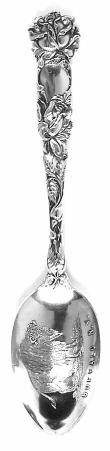 New York Souvenir Spoon Buffalo Handle - No Box by Unknown Mfg Silver-1