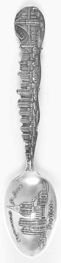 New York Souvenir Spoon Ny Skyline Handle - No Box by Unknown Mfg Silver-1