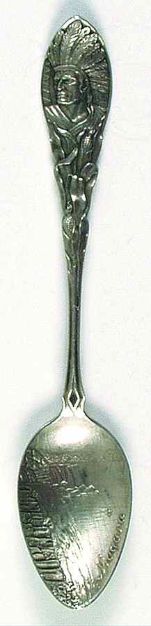 New York Souvenir Spoon Niagara Falls, With Indian Handle - No Box by Unknown Mfg Silver-1