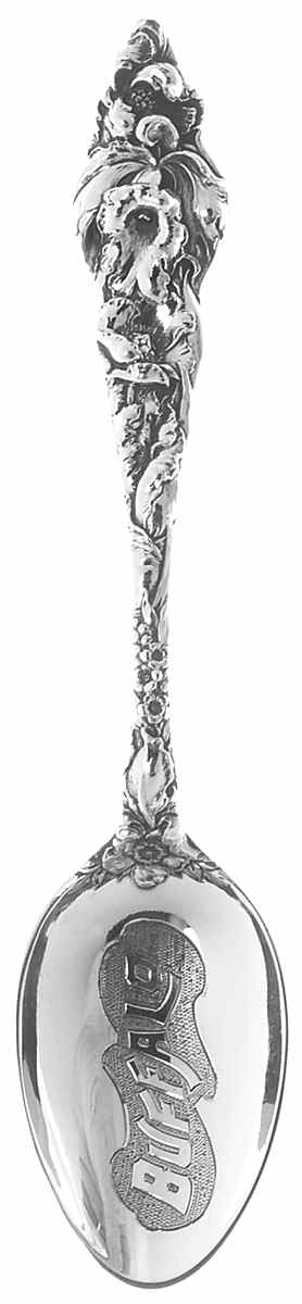 New York Souvenir Spoon Buffalo-Flower Motif Handle - No Box by Unknown Mfg Silver-1