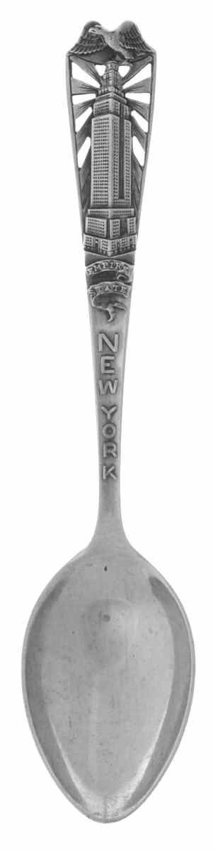 New York Souvenir Spoon Empire State Building - No Box by Unknown Mfg Silver-1