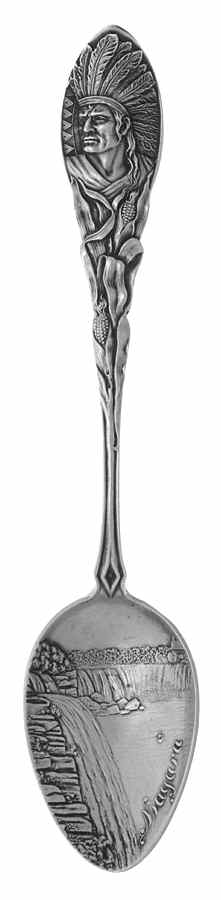 New York Souvenir Spoon Niagara Falls-Indian Face Handle - No Box by Unknown Mfg Silver-1