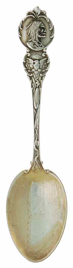 New York Souvenir Spoon Nigara Falls-Indian On Handle - No Box by Unknown Mfg Silver-1