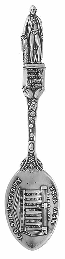 New York Souvenir Spoon U.S. Sub Treasury-Wall Street - No Box by Unknown Mfg Silver-1