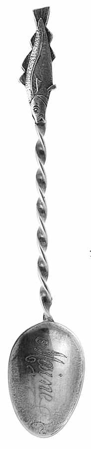 Maine Souvenir Spoon Maine  Fish Handle Spoon - No Box by Unknown Mfg Silver-1