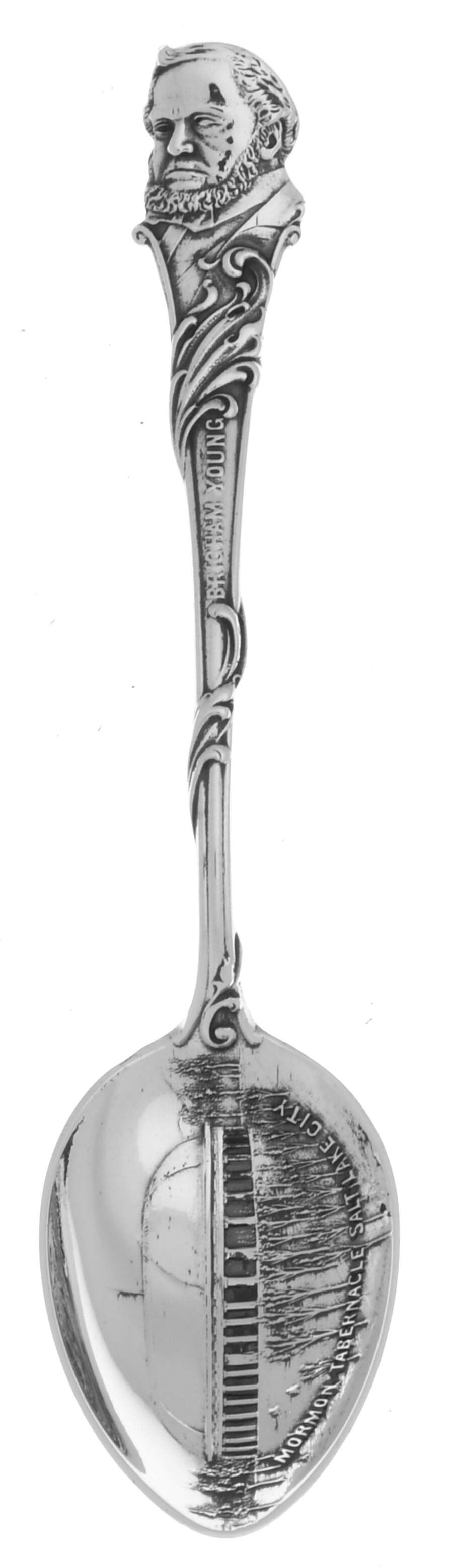 Utah Souvenir Spoon Brigham Young;Mormon Tabernacle - No Box by Unknown Mfg Silver-1