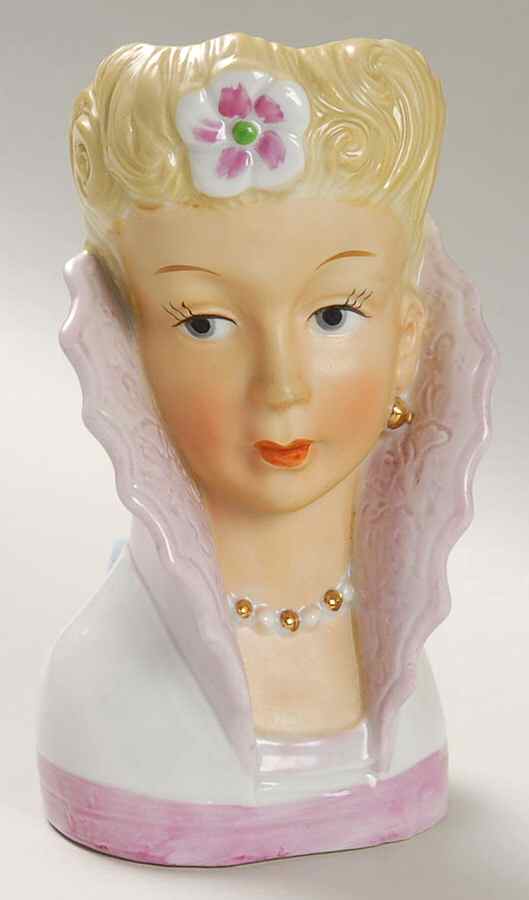 Ucagco Miscellaneous Head Vase Lady Blonde Lg Pink Collar - No Box by Ucagco-1