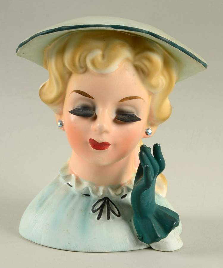 Ucagco Miscellaneous Head Vase Green Hat Dress & Gloves - No Box by Ucagco-1