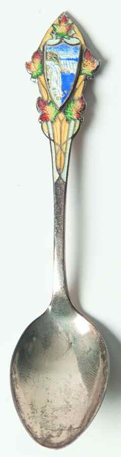 Canada Souvenir Spoon-Sterling Niagara-Sterling & Enamel - No Box by Unknown Mfg Silver-1