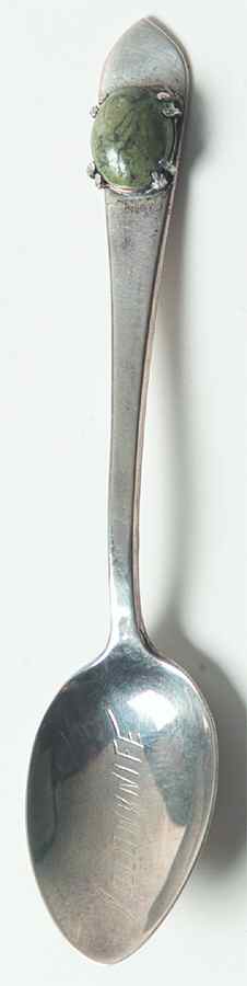 Canada Souvenir Spoon-Sterling Sterling W/Cabochon Emerald - No Box by Unknown Mfg Silver-1