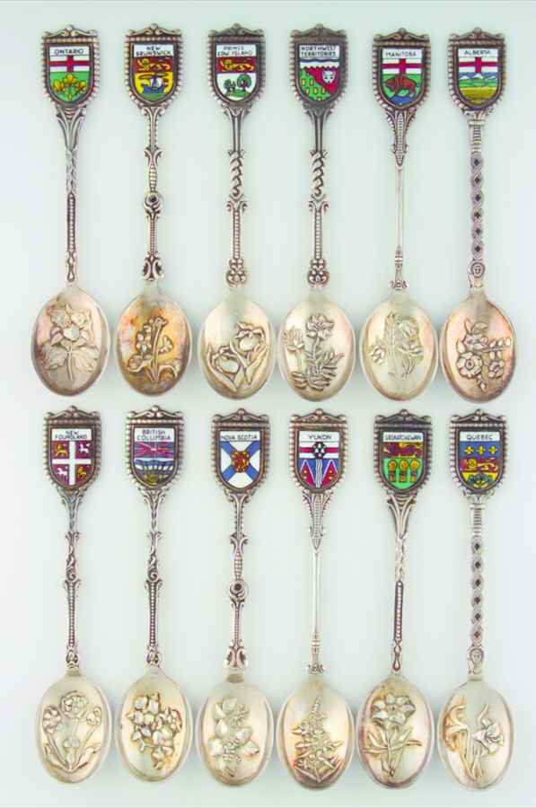 Canada Souvenir Spoon-Sterling Canadian Provinces With Flowers - No Box by Unknown Mfg Silver-1