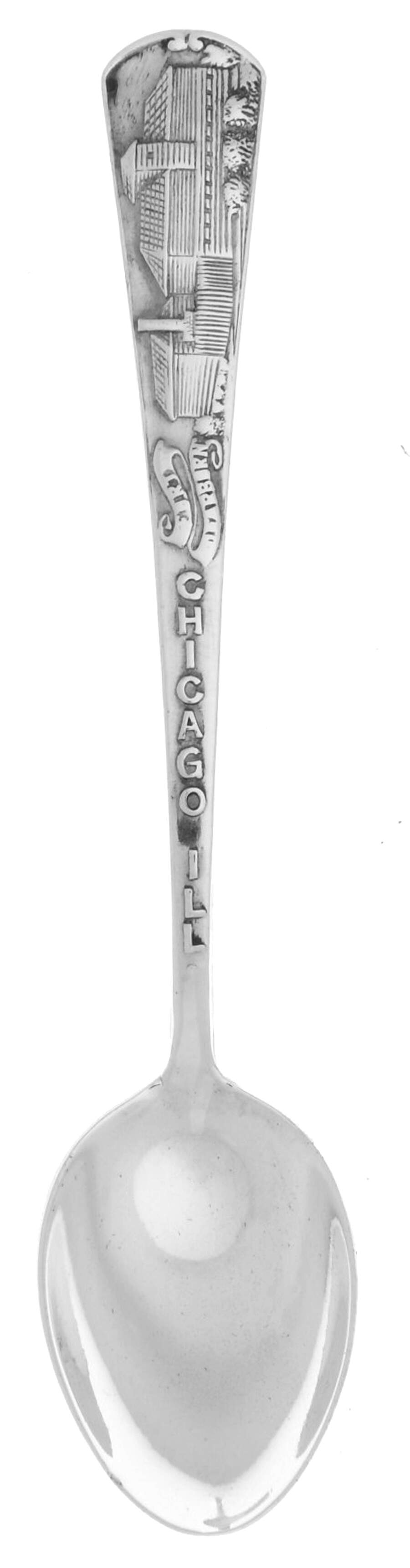 Illinois Souvenir Spoon Chicago Il.; Fort Dearborn - No Box by Unknown Mfg Silver-1