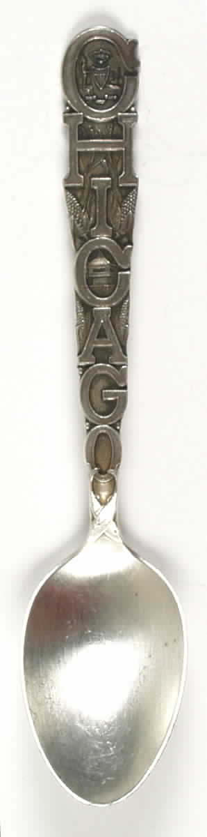 Illinois Souvenir Spoon Chicago Spelled Out On Handle - No Box by Unknown Mfg Silver-1