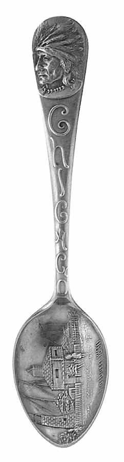 Illinois Souvenir Spoon Ft Dearborn 1830-Chicago - No Box by Unknown Mfg Silver-1