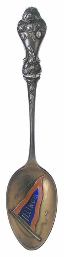 Illinois Souvenir Spoon Illinois-Sterling/Enamel - No Box by Unknown Mfg Silver-1