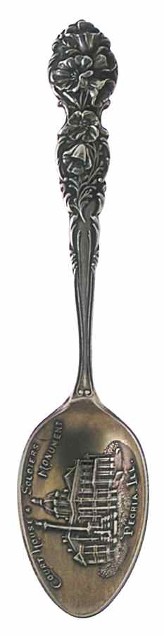 Illinois Souvenir Spoon Court House/ Soldiers Monmnt  - No Box by Unknown Mfg Silver-1