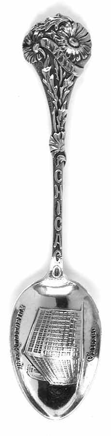 Illinois Souvenir Spoon Chicago - No Box by Unknown Mfg Silver-1