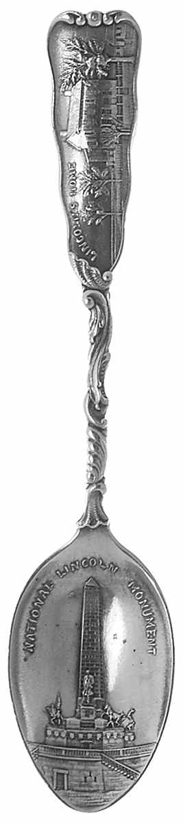 Illinois Souvenir Spoon Lincoln Monument/Lincolns Home - No Box by Unknown Mfg Silver-1