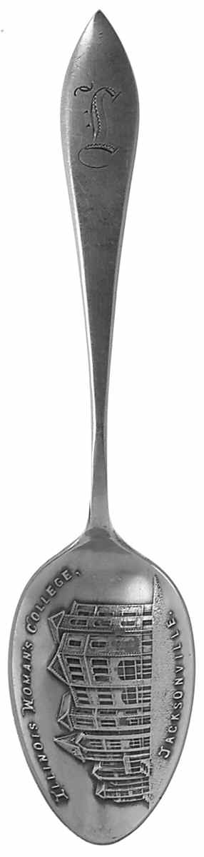 Illinois Souvenir Spoon Illinois Womans College - No Box by Unknown Mfg Silver-1