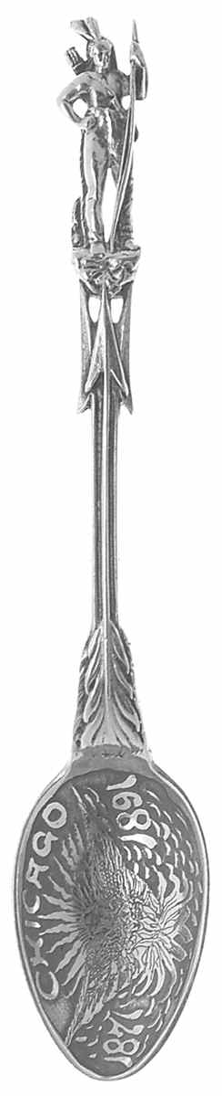 Illinois Souvenir Spoon Chicago-Indian-Arrow Handle - No Box by Unknown Mfg Silver-1