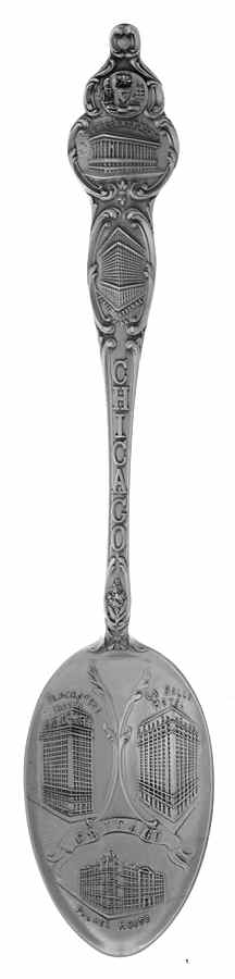 Illinois Souvenir Spoon Chicago Landmarks - No Box by Unknown Mfg Silver-1