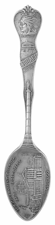Illinois Souvenir Spoon Chicago-Douglas Monument - No Box by Unknown Mfg Silver-1