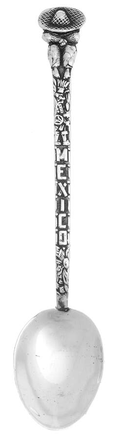 Mexico Souvenir Spoon Mexico, 900, Sombrero - No Box by Unknown Mfg Silver-1