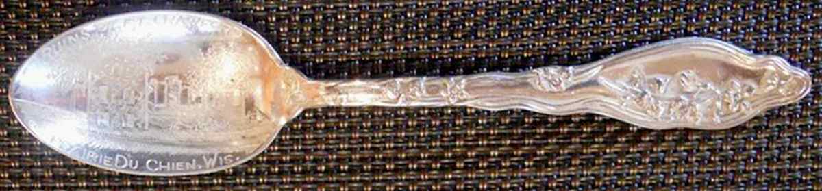 Wisconsin Souvenir Spoon Ruins Of Ft. Crawford,Prairie  Du Chien - No Box by Unknown Mfg Silver-1
