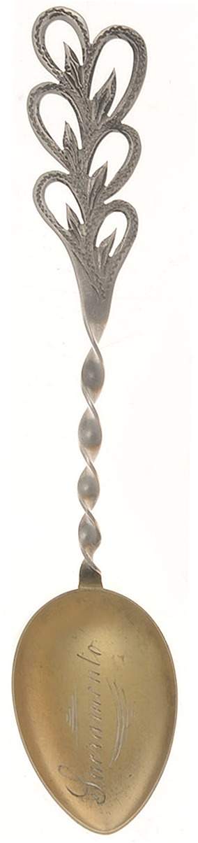California Souvenir Spoon Sacramento-Twisted/Pierced Handle - No Box by Unknown Mfg Silver-1