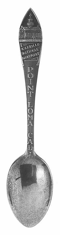 California Souvenir Spoon Cabrillo Nat Monument-Point Loma - No Box by Unknown Mfg Silver-1