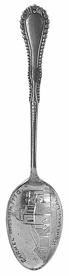 California Souvenir Spoon Carmel Mission 1770-Monterey - No Box by Unknown Mfg Silver-1