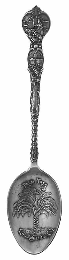 California Souvenir Spoon Palm Tree-Los Angeles, Ca  - No Box by Unknown Mfg Silver-1