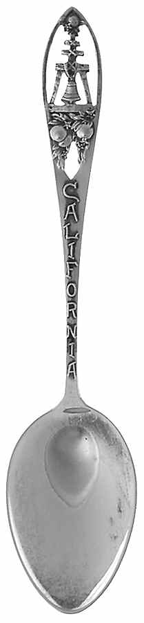 California Souvenir Spoon Handle With Bell - No Box by Unknown Mfg Silver-1