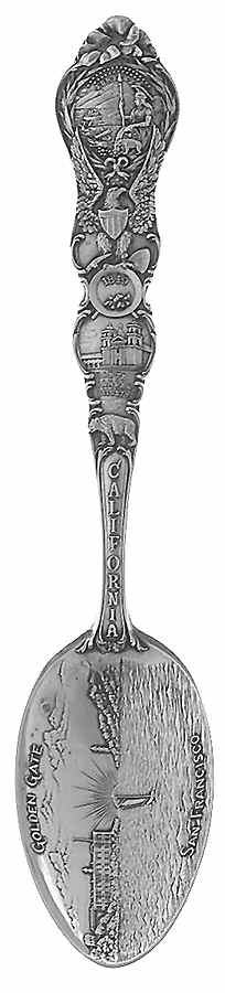 California Souvenir Spoon Golden Gate-San Francisco - No Box by Unknown Mfg Silver-1