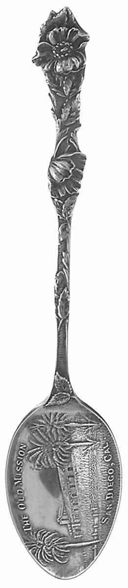 California Souvenir Spoon The Old Mission-San Diego - No Box by Unknown Mfg Silver-1