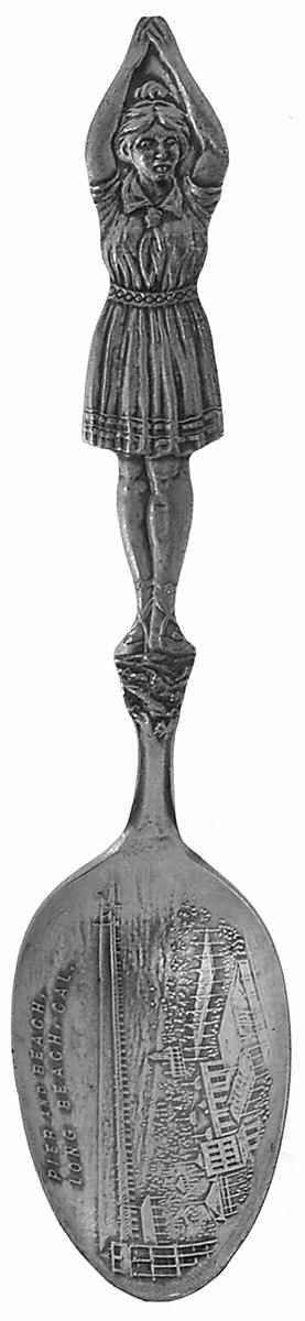 California Souvenir Spoon Pier & Beach-Long Beach - No Box by Unknown Mfg Silver-1