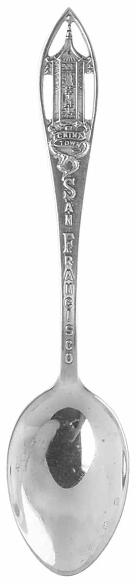 California Souvenir Spoon San Francisco-China Town - No Box by Unknown Mfg Silver-1