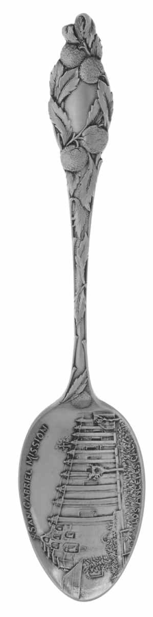California Souvenir Spoon San Gabriel Mission,Los Angeles - No Box by Unknown Mfg Silver-1