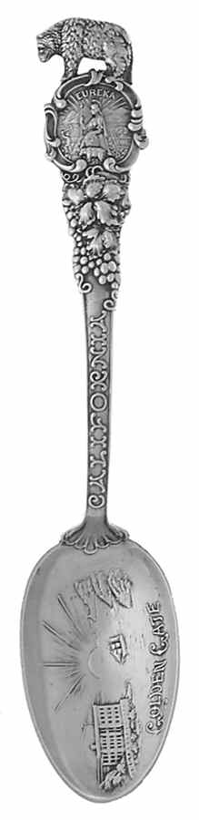 California Souvenir Spoon Eureka-Golden Gate-Bear On Handle - No Box by Unknown Mfg Silver-1