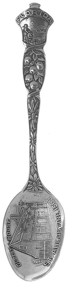 Florida Souvenir Spoon St Augstine Oldest House - No Box by Unknown Mfg Silver-1