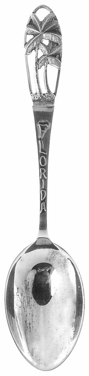Florida Souvenir Spoon Florida-Pierced Handle-Palm Tree - No Box by Unknown Mfg Silver-1