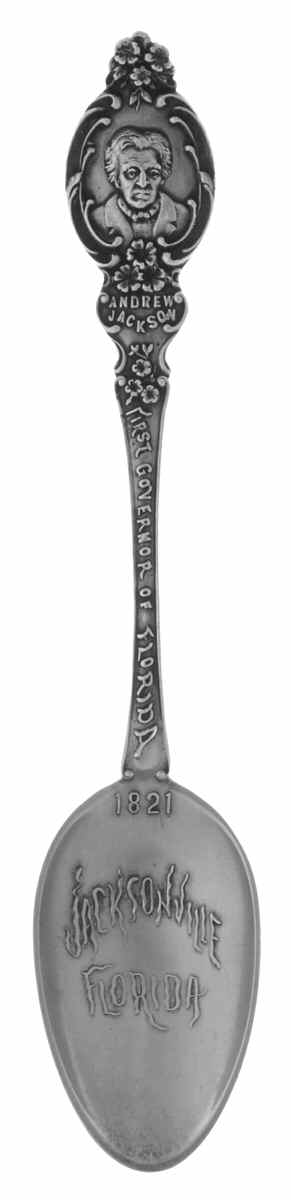 Florida Souvenir Spoon Jacksonville-Andrew Jackson - No Box by Unknown Mfg Silver-1